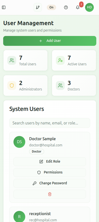 ZentroHMS admin mobile dashboard